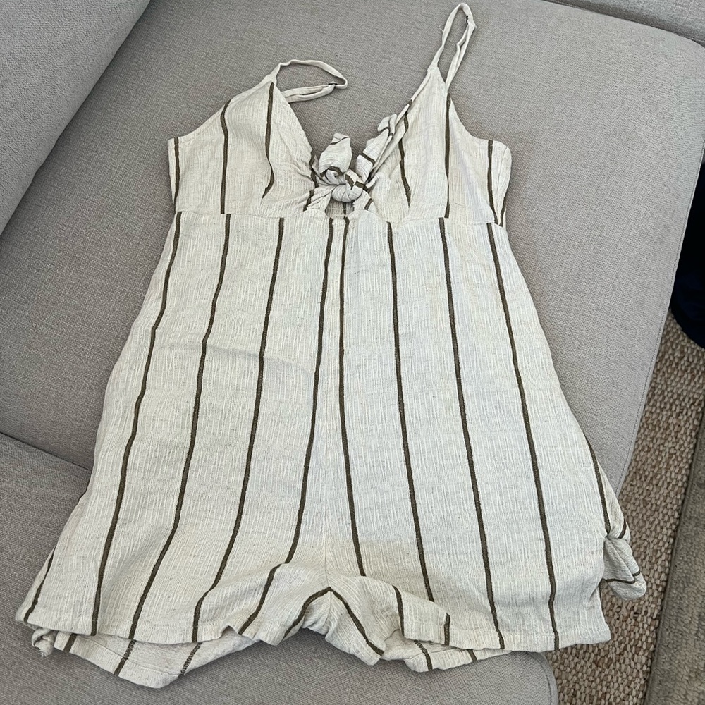 Striped Beige and Green Romper